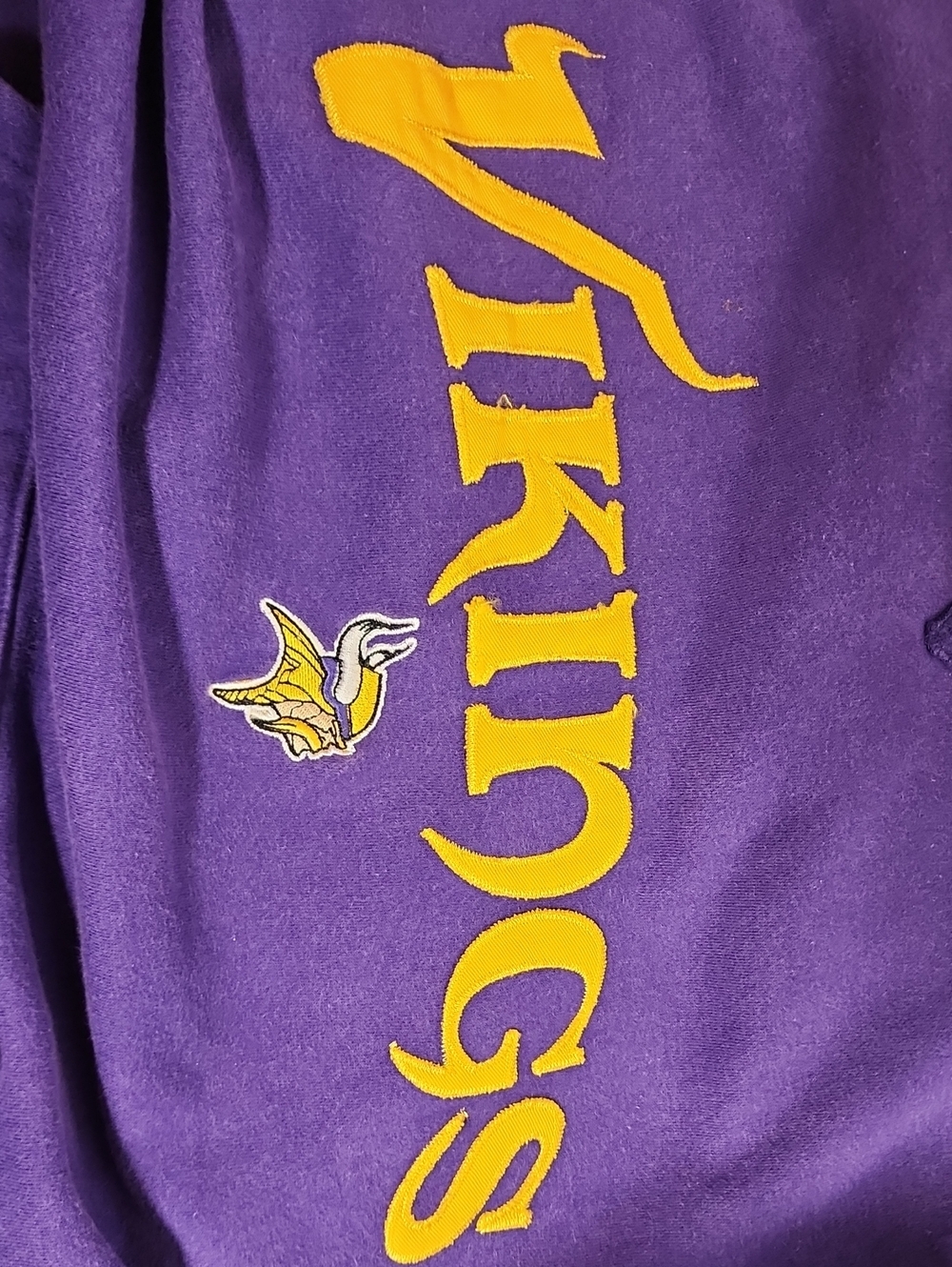 NFL Vintage Team Apparel Purple and Yellow Vikings Crewneck Hoodie - Picture 7 of 8